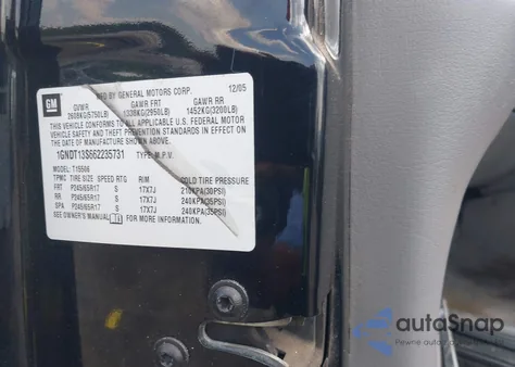 2006 Chevrolet Trailblazer Lt z USA, uszkodzony, nr VIN 1GNDT13S662235731